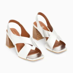Sandales Maxinne Argent A Brides Croisees Et Talon Haut