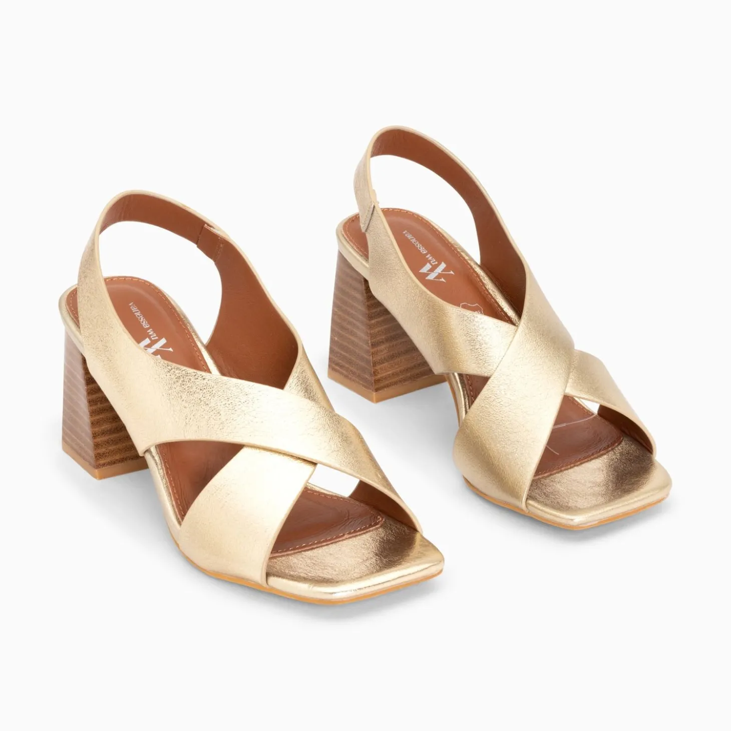 Sandales Maxinne Or A Brides Croisees Et Talon Haut