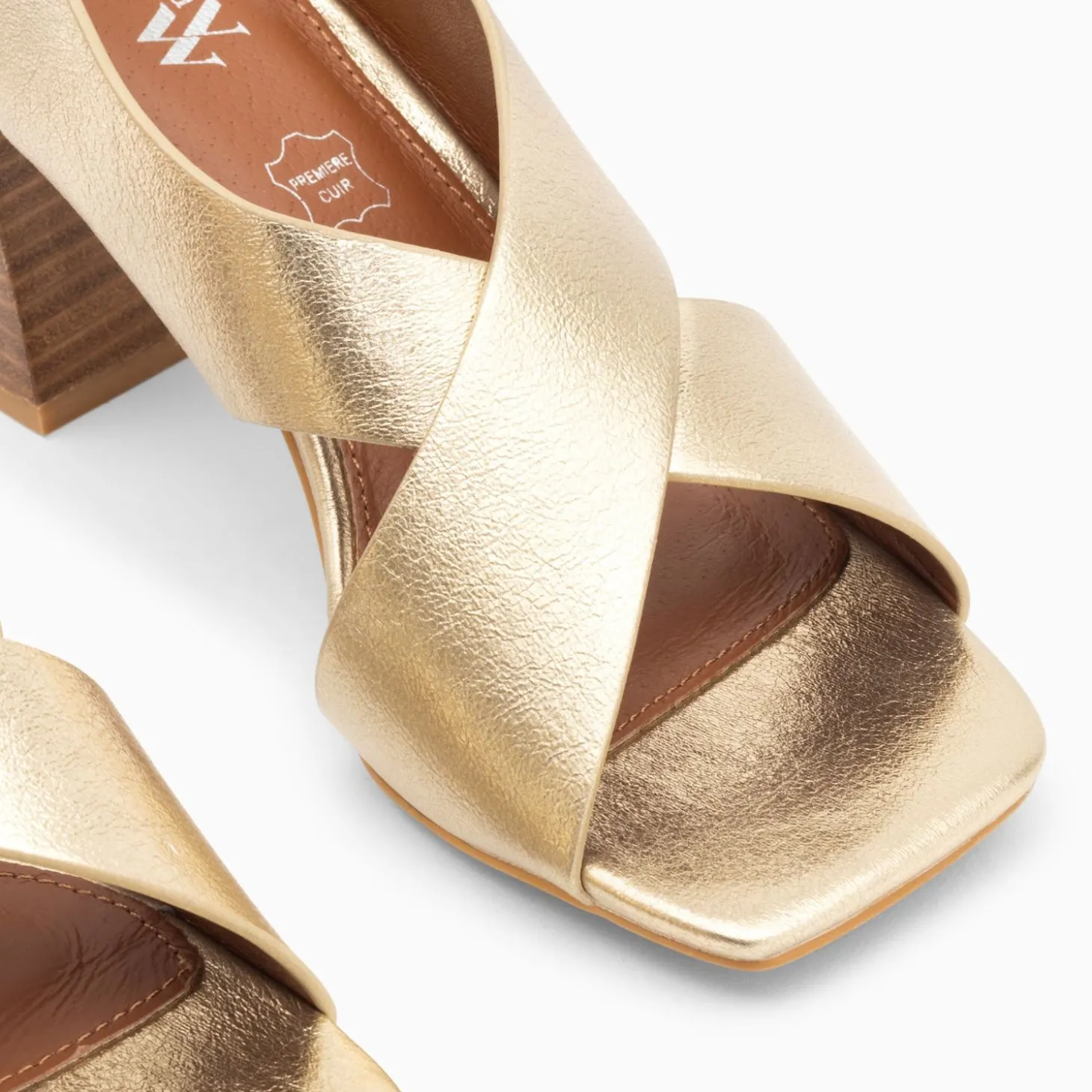 Sandales Maxinne Or A Brides Croisees Et Talon Haut