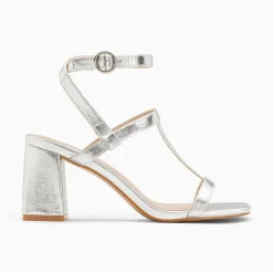 Sandales Nelly Argent A Brides Et Talon Haut