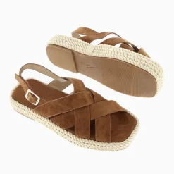 Sandales Plateformes Linda A Brides Croisees Camel