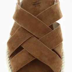 Sandales Plateformes Linda A Brides Croisees Camel