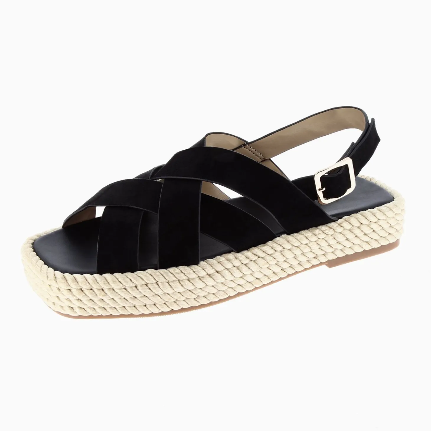 Sandales Plateformes Linda A Brides Croisees Noires