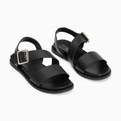 Sandales Plates Ameline Noires A Larges Brides