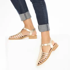 Sandales Plates Anne Style Pecheur A Fines Brides Or