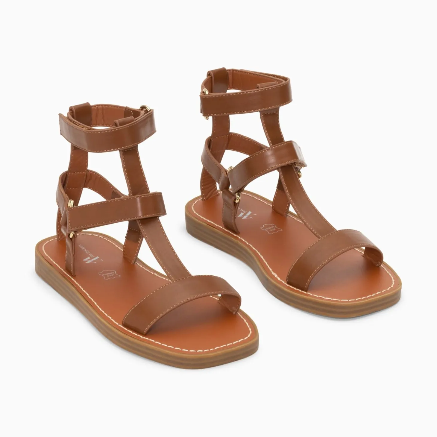 Sandales Plates Assia Camel A Scratchs