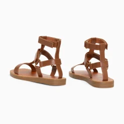 Sandales Plates Assia Camel A Scratchs