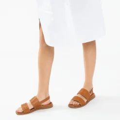 Sandales Plates Cassandre Tressees Camel