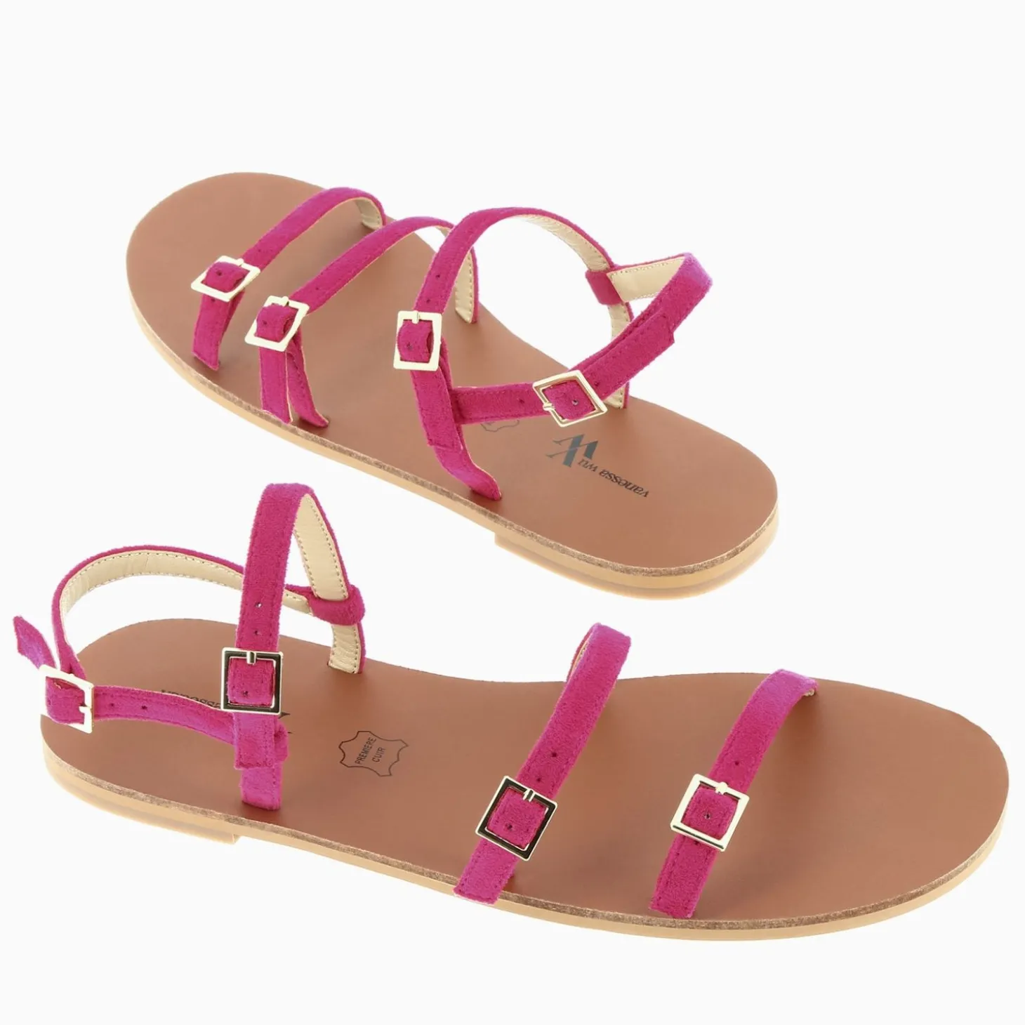 Sandales Plates Jorja A Fines Brides Fuchsia