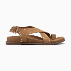 Sandales Plates Lucile Noisette A Clous