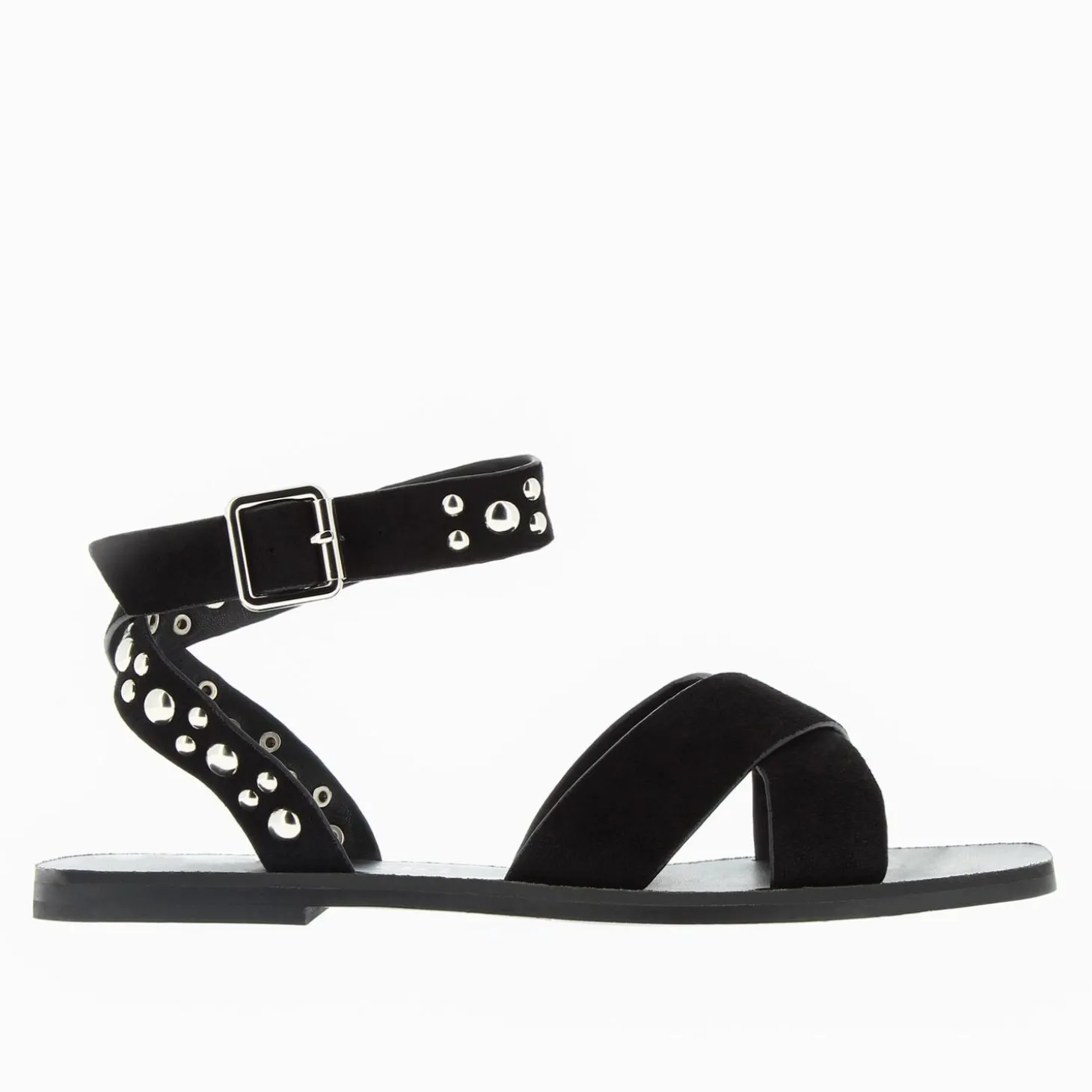 Sandales Plates Zora Noires A Clous
