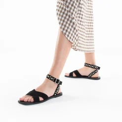 Sandales Plates Zora Noires A Clous