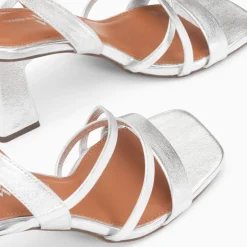 Sandales Priscilla Argent A Fines Brides Et Talon Haut