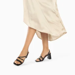 Sandales Priscilla Noires A Fines Brides Et Talon Haut