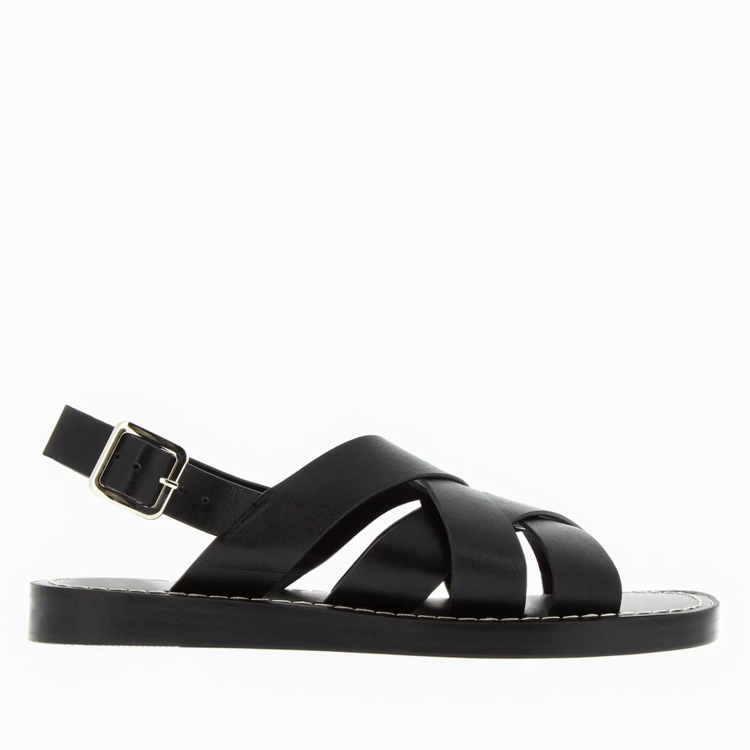 Sandales Terry Noires A Brides Croisees