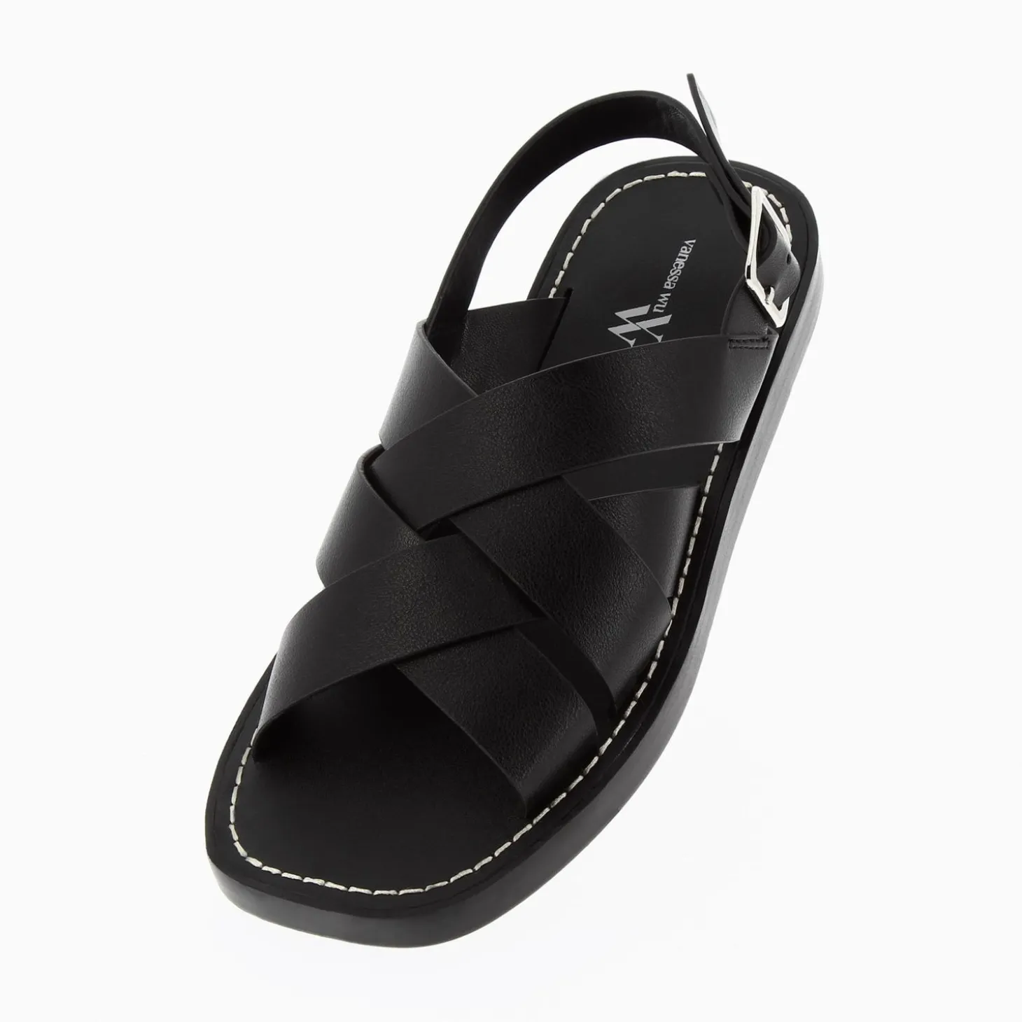 Sandales Terry Noires A Brides Croisees