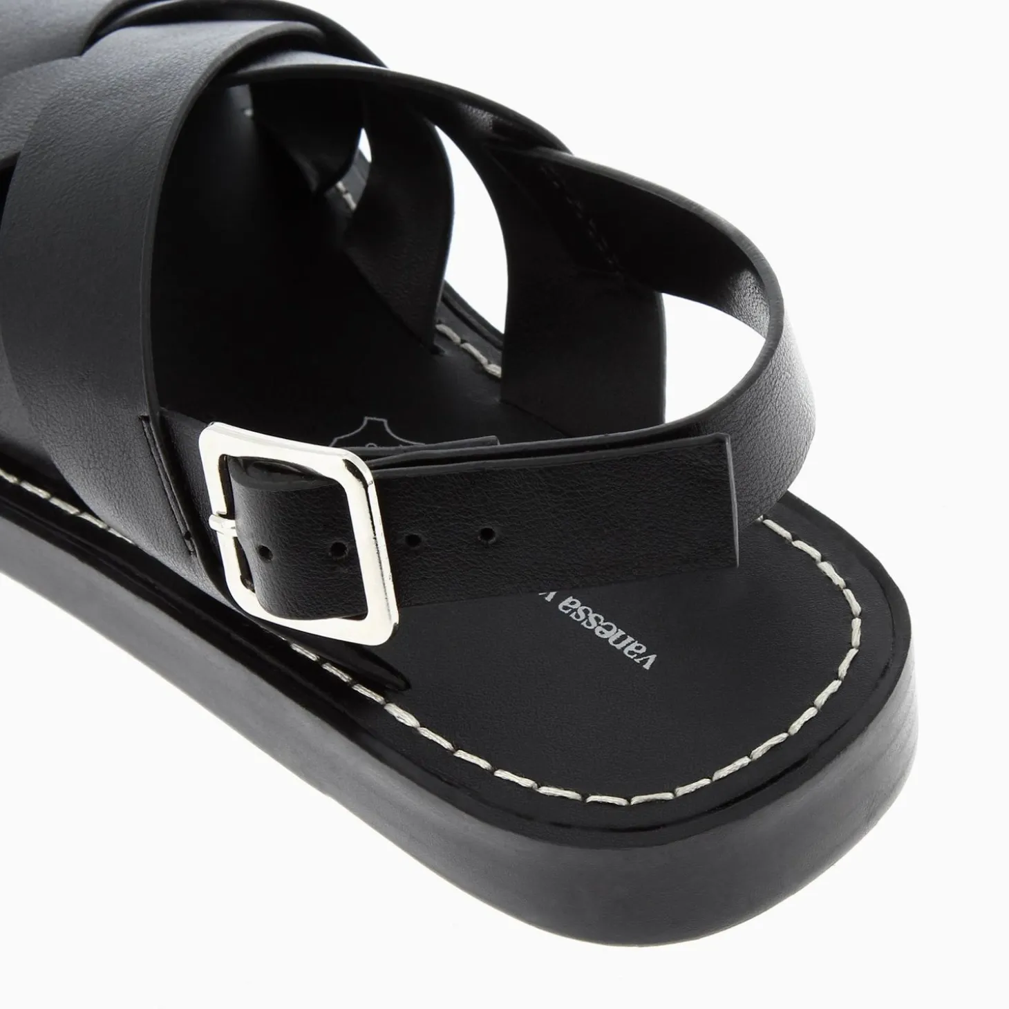 Sandales Terry Noires A Brides Croisees
