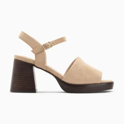 Sandales Tyrah Beiges A Plateforme Et Talon Bois