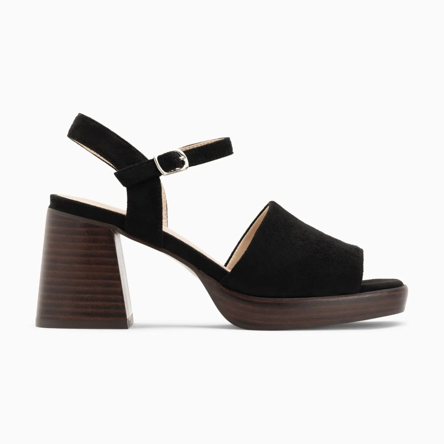 Sandales Tyrah Noires A Plateforme Et Talon Bois